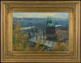 Josef Novák, WIDOK NA PRAGĘ, 1922, olej, tektura