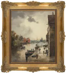 NAD STARYM KANAŁEM W HOLANDII by Erich Demmin, olej, płótno, sold Feb 2011