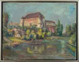 Jan Chrzan, WIDOK NA ZAMEK W SANDOMIERZU, olej, płótno
