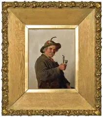 MĘŻCZYZNA Z FAJKĄ by Hugo Kotschenreiter, 1891, olej, płótno, sold Feb 2011