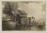 Louis Marvy, CHATA NAD WODĄ, miękki werniks, papier