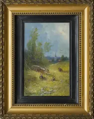 Moritz Müller, ZAJĘCZA RODZINA, po 1900, olej, deska