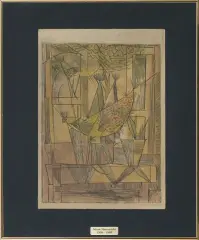 Adam Marczyński, Ptak, 1955, monotypia barwna, papier