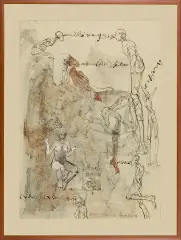 Marian Nowiński, Dyskusja o niczym, 1991, tusz pióro, akwarela, papier