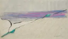 Edmund Piotrowicz, Brzeg morza, pastel, papier