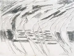 Edmund Piotrowicz, Kompozycja, węgiel, pastel, papier żeberkowy