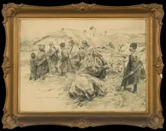 NA JARMARKU by Stanisław Bohusz-Siestrzeńcewicz, 1899, tusz pióro, papier, sold Dec 2010
