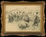 NA JARMARKU by Stanisław Bohusz-Siestrzeńcewicz, 1899, tusz pióro, papier, sold Dec 2010
