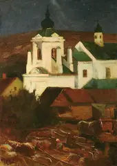 Stanisław Karniewski, TARG W KRZEMIEŃCU, 1930, olej, tektura