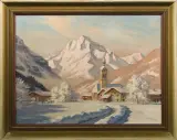 Erwin Kettemann, ZIMA W ALPACH, olej, płótno