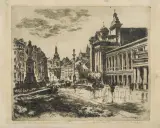 KRAKOWSKIE PRZEDMIEŚCIE by Mieczysław Kościelniak, 1955, akwaforta, papier, sold Dec 2010