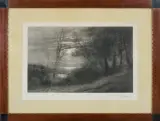 Benjamin Lander, PEJZAŻ NOCNY (NOKTURN), suchoryt, papier