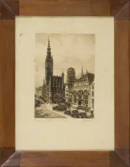 Albrecht Bruck, Gdańsk, 1 poł. XX w., akwaforta, sucha igła, papier kremowy