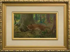 LIS by Kazimierz Pochwalski, 1889, olej, tektura, sold Dec 2010
