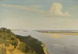 Szczęsny Rutkowski, LETNI PEJZAŻ Z RZEKĄ, 1912, olej, tektura