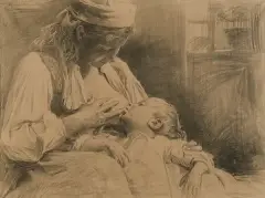 Wincenty Wodzinowski, MACIERZYŃSTWO, przed 1900, kredka, papier naklejony na tekturę