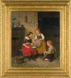 Augusta Ludwig, DZIECI I KOTKI, 1865, olej, płótno
