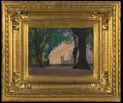 Edward Okuń, W OGRODACH VILLA BORGHESE W RZYMIE, 1905, olej, deska