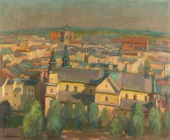 Abraham Neuman, KRAKÓW, olej, sklejka