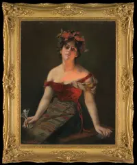 Bernhard Zickendraht, DZIEWCZYNA Z KIELISZKIEM, 1899, olej, płótno