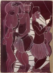 KOBIETY by Henryk Stażewski, przed 1950, tempera, tektura, sold Dec 2010