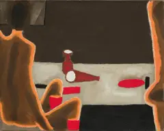 Jerzy Nowosielski, AKT PRZY STOLE, 1974, olej, płótno