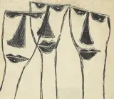 Maria Jarema, GŁOWY, 1950, monotypia, papier