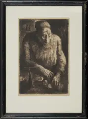 Otto Axer, Żyd liczący pieniądze, 1930, akwaforta, papier