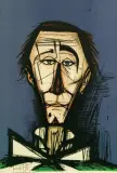 Bernard Buffet, Portret pana w muszce, litografia, papier
