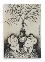 Jerzy Duda-Gracz, Adam i Ewa, tusz pióro, papier