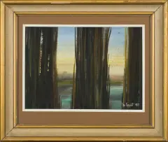 Jan Geppert, Pejzaż 1985, akwarela, gwasz, papier