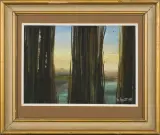 Jan Geppert, Pejzaż 1985, akwarela, gwasz, papier