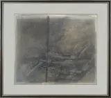 Maria Targońska, Kompozycja, 1986, ołówek, gwasz, płótno