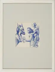 Anioł Stróż by Jan Lebensztejn, długopis, papier kremowy, sold Nov 2010