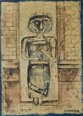 Jan Lebensztejn, Postać, 1956, tusz pióro, akwarela, papier