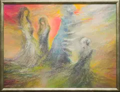 Pejzaż z postaciami kobiet by Grzegorz Lewacki, 2010, akryl, olej, płótno, sold Nov 2010