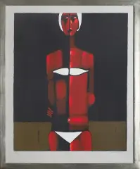 Jerzy Nowosielski, Pływaczka w białym kostiumie, 1999, serigrafia barwna, papier