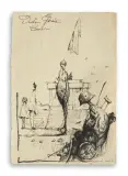 Jerzy Duda-Gracz, Berlin, tusz pióro, papier zeszytowy w kratkę