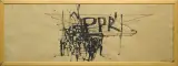 Roman Opałka, Projekt plakatu PPR, szkic, 1959, tusz pióro, pędzel, papier kremowy