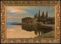 Curt Agthe, WIDOK NA SAN VIGILIO NAD LAGO DI GARDA, olej, płótno