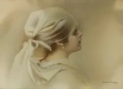 PERŁOWY KOLCZYK by Piotr Stachiewicz, pastel, papier, sold Oct 2010