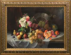 Rudolf Stoitzner, MARTWA NATURA Z OWOCAMI, olej, płótno