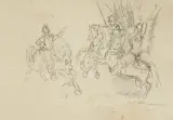 Jacek Malczewski, RYCERZE KONNI, ołówek, papier