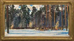 Julian Fałat, POLOWANIE, 1916, olej, płótno