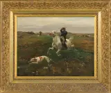 NA PRZEŁAJ PRZEZ ŁĄKI by Alfred Wierusz-Kowalski, ok. 1885, olej, płótno, offered Oct 2010