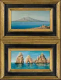 Andrea Cherubini, SKAŁY FARAGLIONI U BRZEGÓW CAPRI, olej, deska