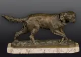 PIES MYŚLIWSKI by Pierre Jules Mè & ne, po 1860, brąz patynowany, marmur, sold Oct 2010