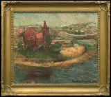 WIDOK NA WISŁĘ I MOST DĘBNICKI W KRAKOWIE by Efraim i Menasze Seidenbeutel, 1934, olej, sklejka, sold Oct 2010