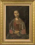 Alfred Aberdam, PORTRET KOBIETY, olej, tektura