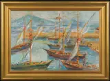 Józef Pankiewicz, ŁODZIE W PORCIE W SAINT-TROPEZ, 1908, olej, płótno